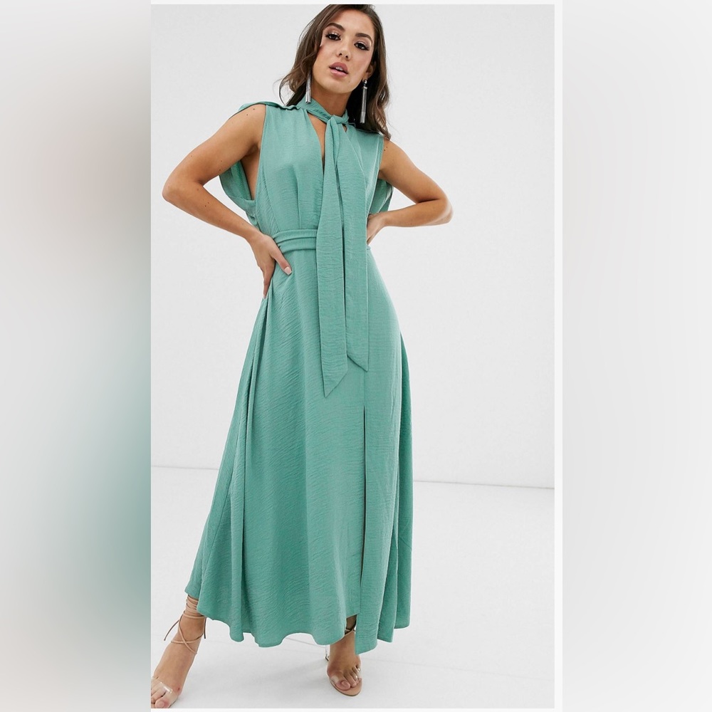 ASOS DESIGN plunge neck maxi dress